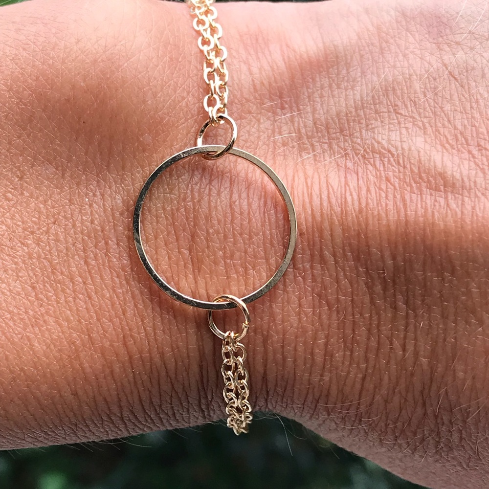 GB12 | Classy Ring Double Gold Toned Bracelet - Picture 2 of 5